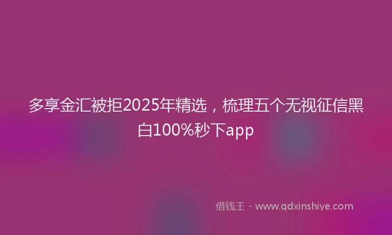 多享金汇被拒2025年精选，梳理五个无视征信黑白100%秒下app