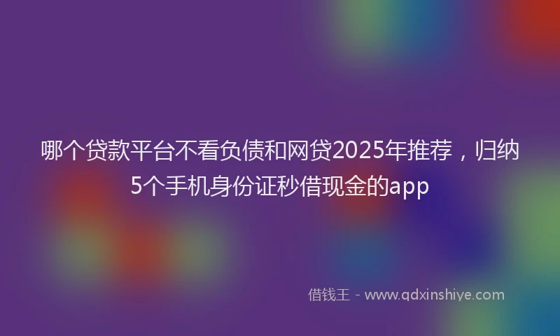 哪个贷款平台不看负债和网贷2025年推荐，归纳5个手机身份证秒借现金的app