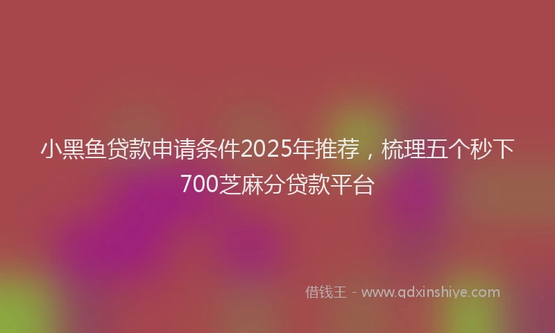 小黑鱼贷款申请条件2025年推荐，梳理五个秒下700芝麻分贷款平台