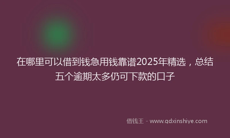 在哪里可以借到钱急用钱靠谱2025年精选，总结五个逾期太多仍可下款的口子