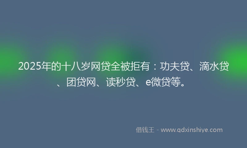 2025年的十八岁网贷全被拒有：功夫贷、滴水贷、团贷网、读秒贷、e微贷等。