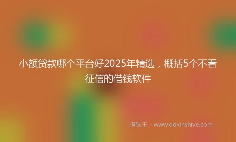 小额贷款哪个平台好2025年精选，概括5个不看征信的借钱软件