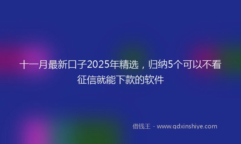 十一月最新口子2025年精选，归纳5个可以不看征信就能下款的软件