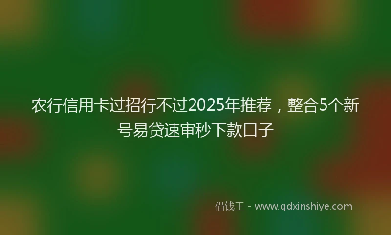农行信用卡过招行不过2025年推荐，整合5个新号易贷速审秒下款口子