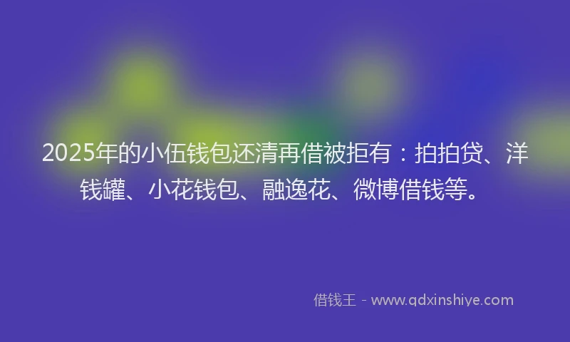 2025年的小伍钱包还清再借被拒有：拍拍贷、洋钱罐、小花钱包、融逸花、微博借钱等。