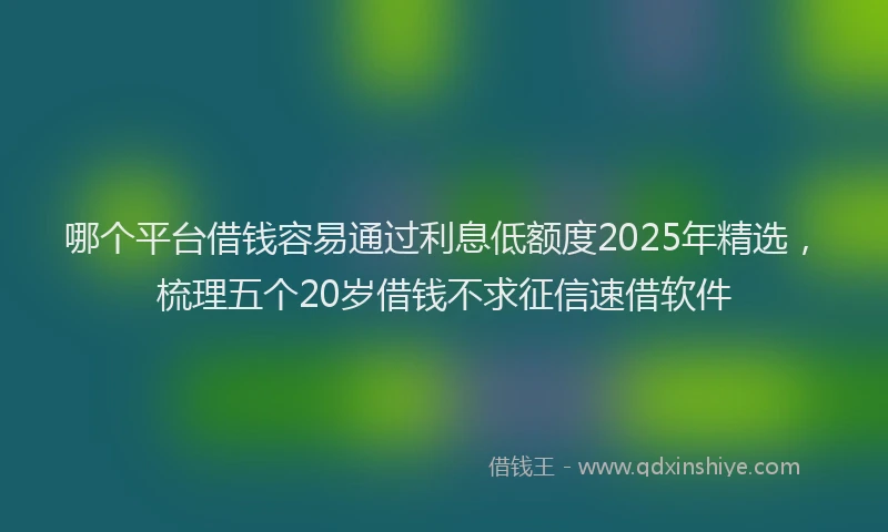 哪个平台借钱容易通过利息低额度2025年精选，梳理五个20岁借钱不求征信速借软件
