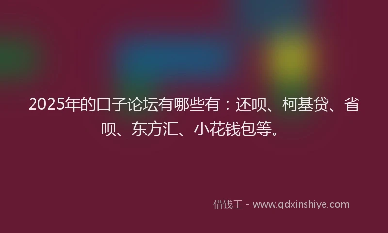 2025年的口子论坛有哪些有：还呗、柯基贷、省呗、东方汇、小花钱包等。