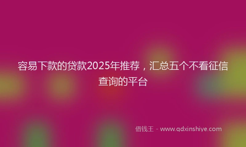 容易下款的贷款2025年推荐，汇总五个不看征信查询的平台
