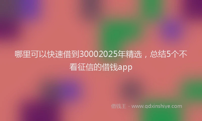 哪里可以快速借到30002025年精选，总结5个不看征信的借钱app