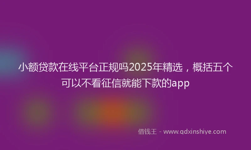 小额贷款在线平台正规吗2025年精选，概括五个可以不看征信就能下款的app