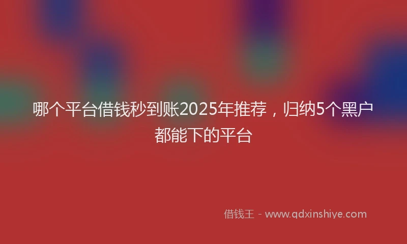 哪个平台借钱秒到账2025年推荐，归纳5个黑户都能下的平台