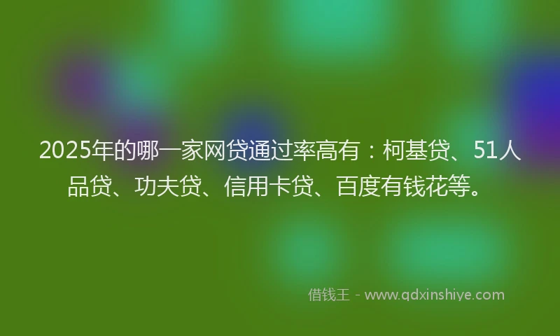 2025年的哪一家网贷通过率高有：柯基贷、51人品贷、功夫贷、信用卡贷、百度有钱花等。