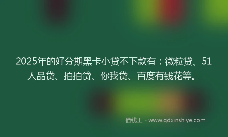 2025年的好分期黑卡小贷不下款有：微粒贷、51人品贷、拍拍贷、你我贷、百度有钱花等。
