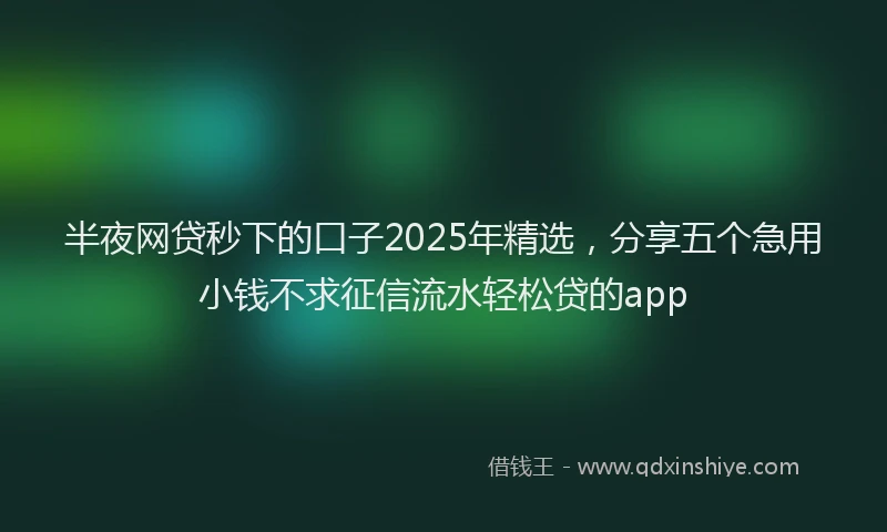 半夜网贷秒下的口子2025年精选，分享五个急用小钱不求征信流水轻松贷的app