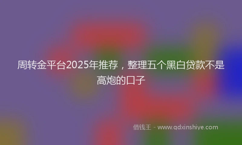 周转金平台2025年推荐，整理五个黑白贷款不是高炮的口子
