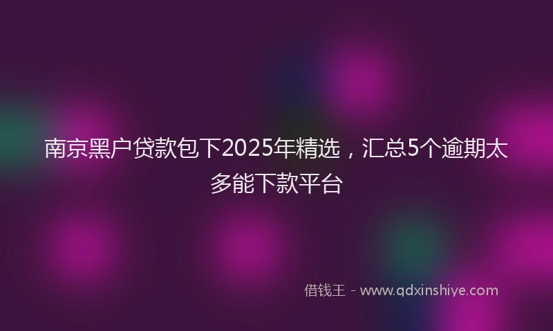 南京黑户贷款包下2025年精选，汇总5个逾期太多能下款平台