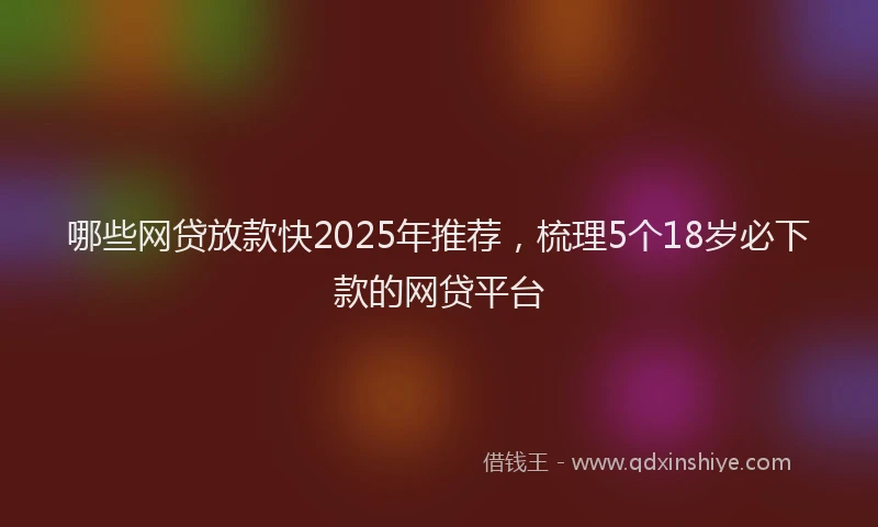 哪些网贷放款快2025年推荐，梳理5个18岁必下款的网贷平台