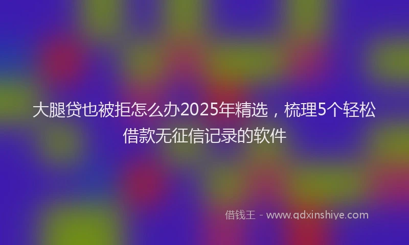 大腿贷也被拒怎么办2025年精选，梳理5个轻松借款无征信记录的软件