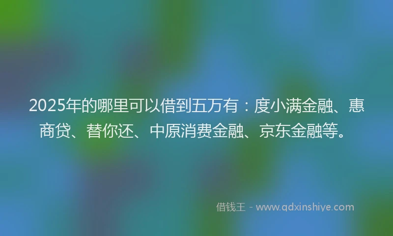 2025年的哪里可以借到五万有：度小满金融、惠商贷、替你还、中原消费金融、京东金融等。
