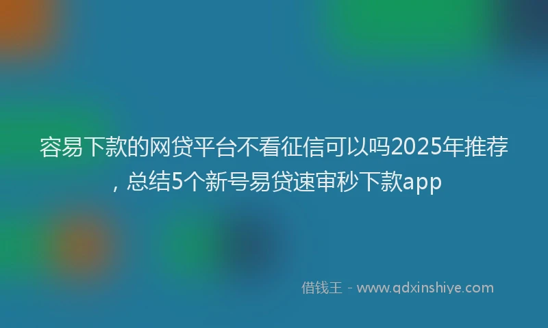容易下款的网贷平台不看征信可以吗2025年推荐，总结5个新号易贷速审秒下款app