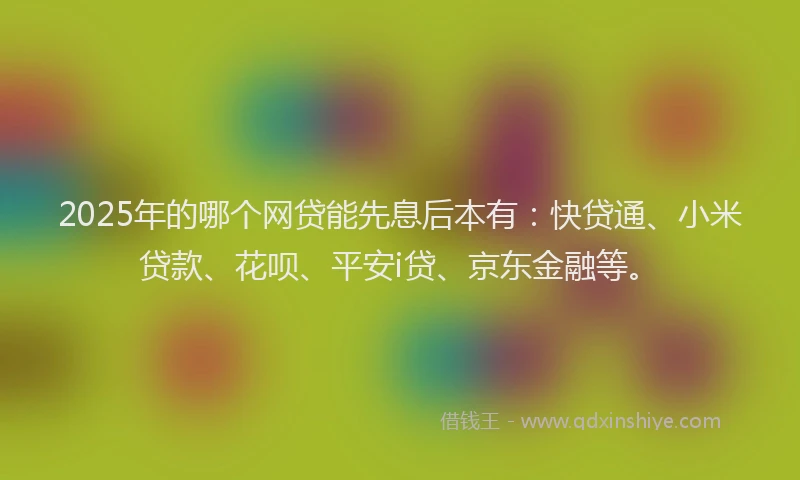 2025年的哪个网贷能先息后本有：快贷通、小米贷款、花呗、平安i贷、京东金融等。