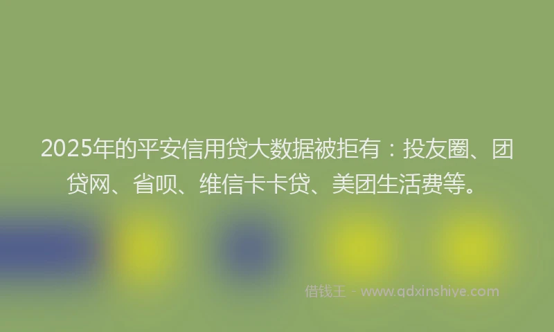 2025年的平安信用贷大数据被拒有：投友圈、团贷网、省呗、维信卡卡贷、美团生活费等。