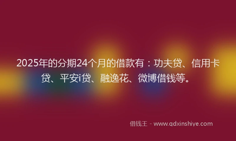 2025年的分期24个月的借款有：功夫贷、信用卡贷、平安i贷、融逸花、微博借钱等。