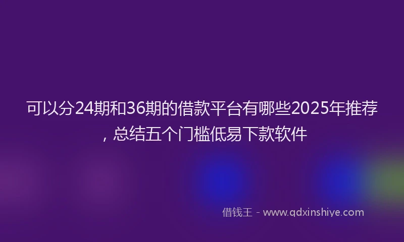 可以分24期和36期的借款平台有哪些2025年推荐，总结五个门槛低易下款软件