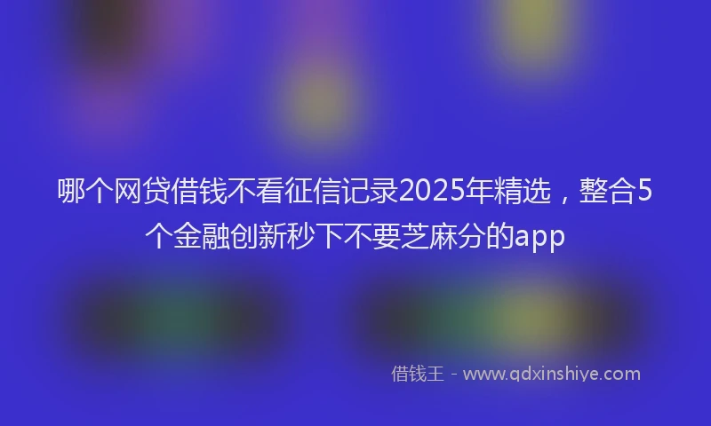 哪个网贷借钱不看征信记录2025年精选，整合5个金融创新秒下不要芝麻分的app