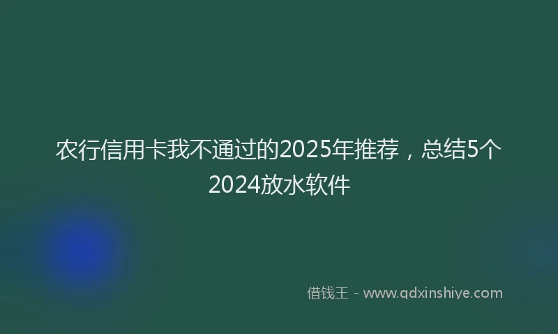 农行信用卡我不通过的2025年推荐，总结5个2024放水软件