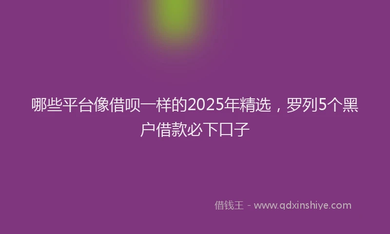 哪些平台像借呗一样的2025年精选，罗列5个黑户借款必下口子