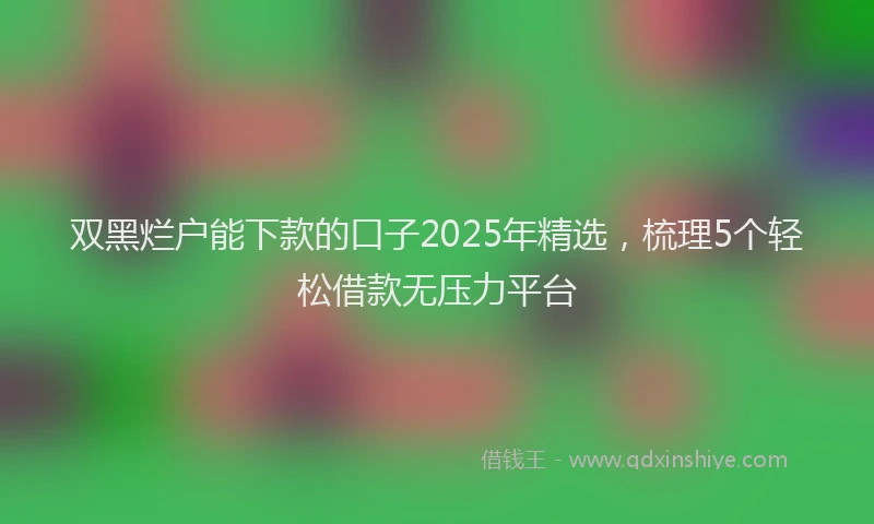 双黑烂户能下款的口子2025年精选，梳理5个轻松借款无压力平台