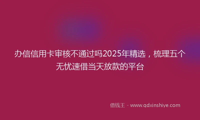 办信信用卡审核不通过吗2025年精选，梳理五个无忧速借当天放款的平台