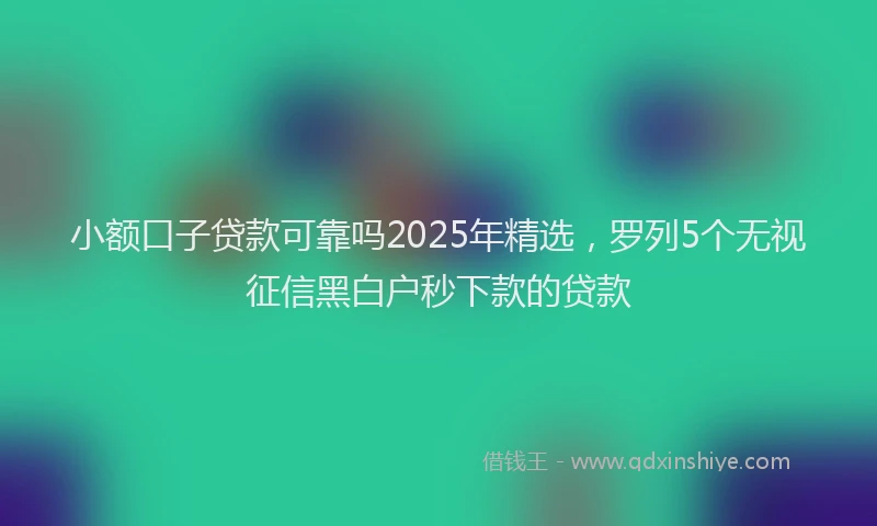 小额口子贷款可靠吗2025年精选，罗列5个无视征信黑白户秒下款的贷款