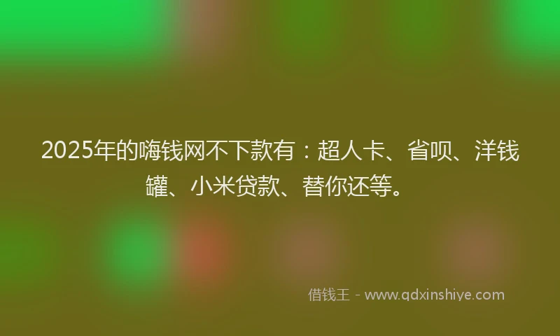 2025年的嗨钱网不下款有：超人卡、省呗、洋钱罐、小米贷款、替你还等。