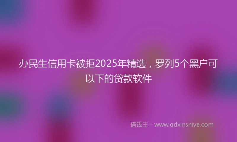 办民生信用卡被拒2025年精选，罗列5个黑户可以下的贷款软件