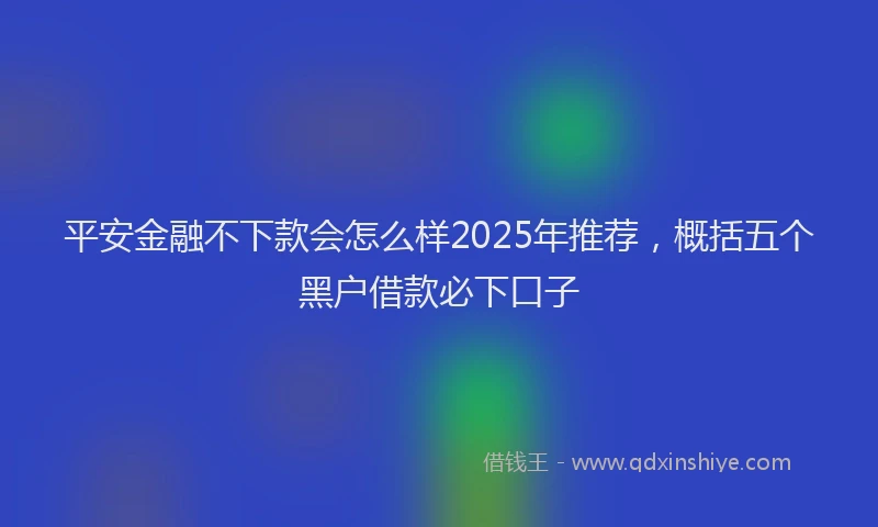 平安金融不下款会怎么样2025年推荐，概括五个黑户借款必下口子