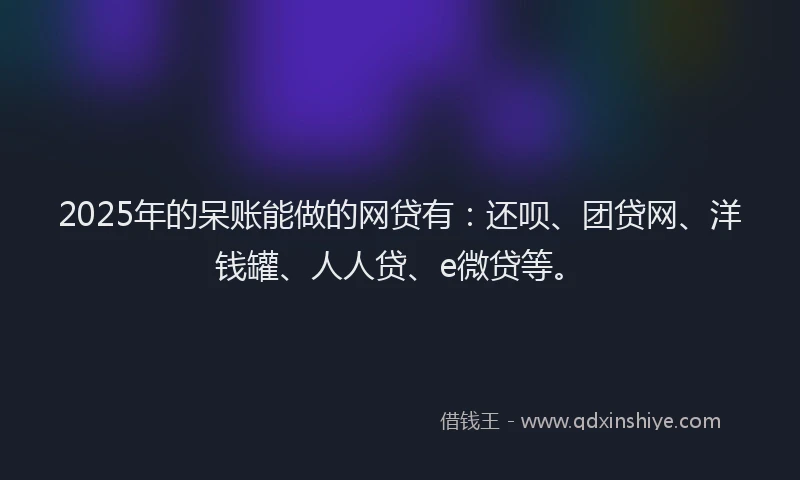 2025年的呆账能做的网贷有：还呗、团贷网、洋钱罐、人人贷、e微贷等。