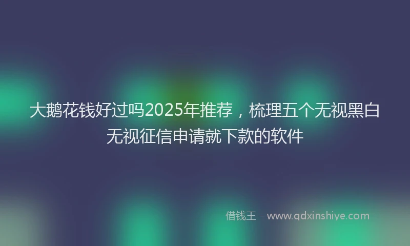 大鹅花钱好过吗2025年推荐，梳理五个无视黑白无视征信申请就下款的软件