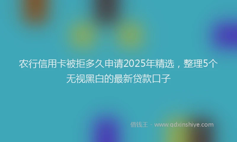 农行信用卡被拒多久申请2025年精选，整理5个无视黑白的最新贷款口子