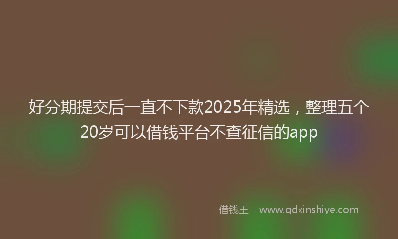好分期提交后一直不下款2025年精选，整理五个20岁可以借钱平台不查征信的app