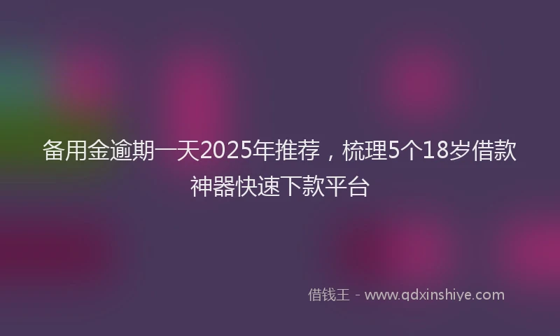 备用金逾期一天2025年推荐，梳理5个18岁借款神器快速下款平台