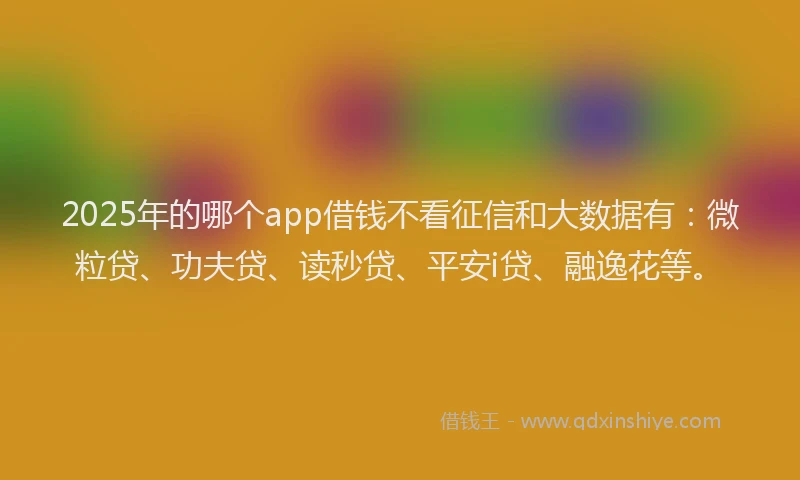 2025年的哪个app借钱不看征信和大数据有：微粒贷、功夫贷、读秒贷、平安i贷、融逸花等。