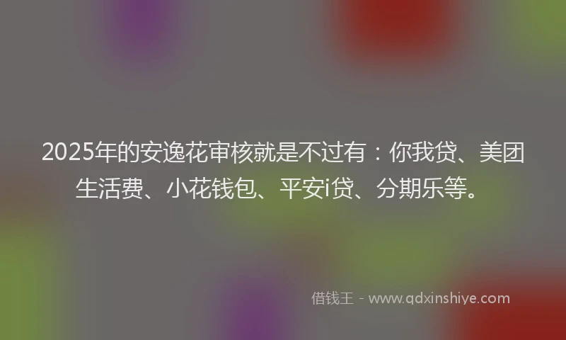 2025年的安逸花审核就是不过有：你我贷、美团生活费、小花钱包、平安i贷、分期乐等。