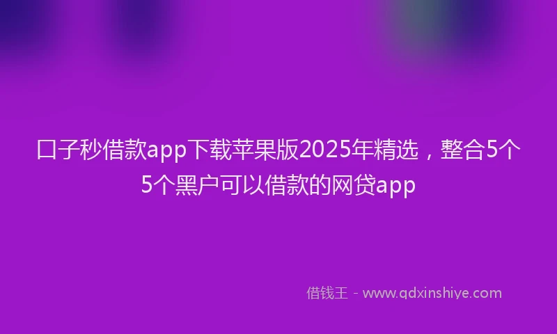 口子秒借款app下载苹果版2025年精选，整合5个5个黑户可以借款的网贷app