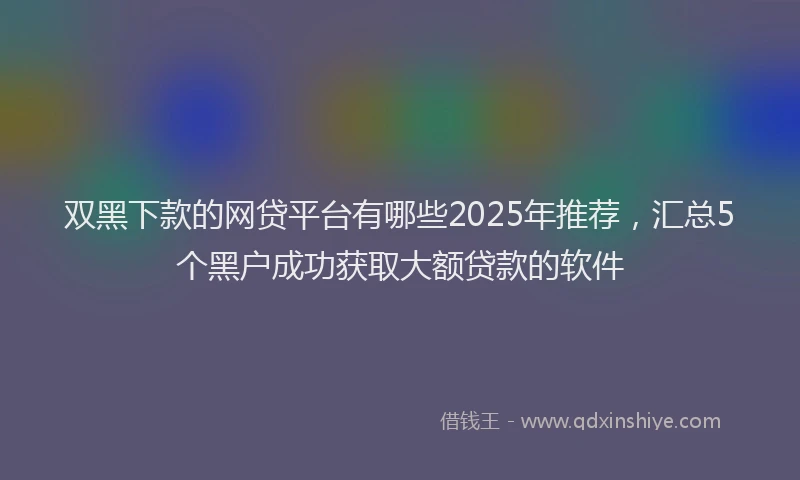 双黑下款的网贷平台有哪些2025年推荐，汇总5个黑户成功获取大额贷款的软件