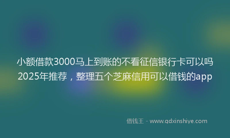 小额借款3000马上到账的不看征信银行卡可以吗2025年推荐，整理五个芝麻信用可以借钱的app