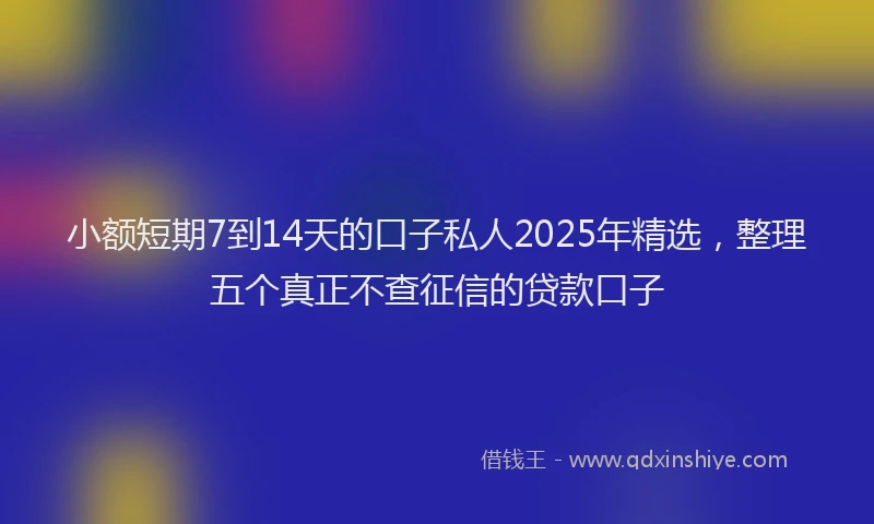 小额短期7到14天的口子私人2025年精选，整理五个真正不查征信的贷款口子
