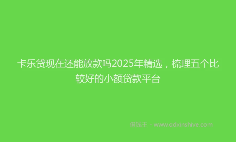 卡乐贷现在还能放款吗2025年精选，梳理五个比较好的小额贷款平台