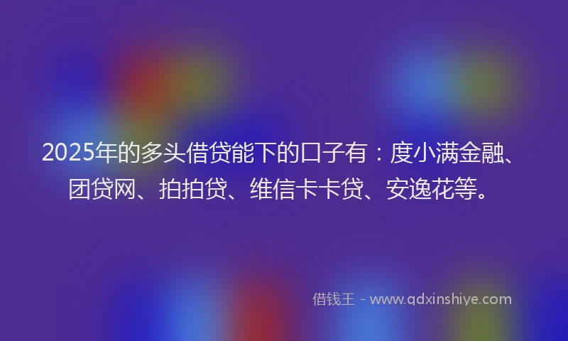 2025年的多头借贷能下的口子有：度小满金融、团贷网、拍拍贷、维信卡卡贷、安逸花等。
